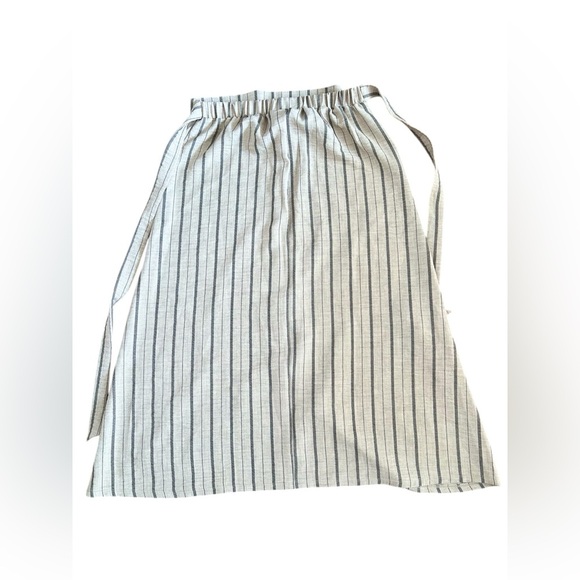 NYCC Beige Striped A-Line Midi Skirt with Tie and button Front - Picture 3 of 7